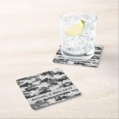 Gray Camouflage Naam Aangepaste Man Cave Kartonnen Onderzetters (Insitu)