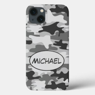 Gray Camouflage Naam gepersonaliseerd iPhone 13 Hoesje