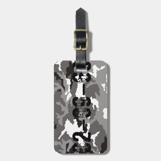 Gray camouflage pattern bagagelabel (Voorkant verticaal)