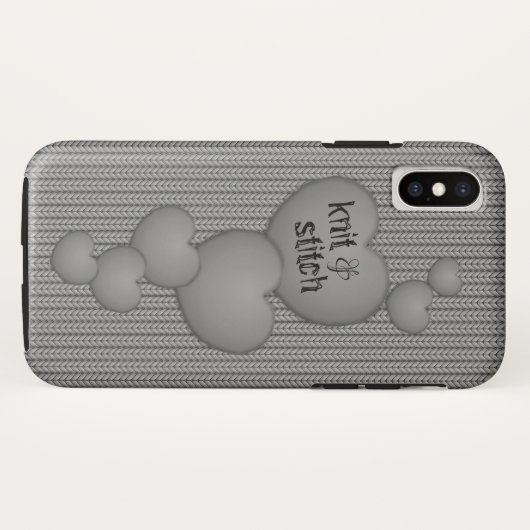 GRAY Cascading Hearts ❤ Knit iPhone case (Achterkant (horizontaal))