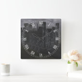 Gray Castle Roman Numeras Clock Vierkante Klok (Huis)