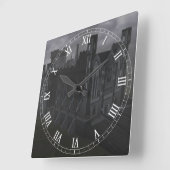 Gray Castle Roman Numeras Clock Vierkante Klok (Hoek)