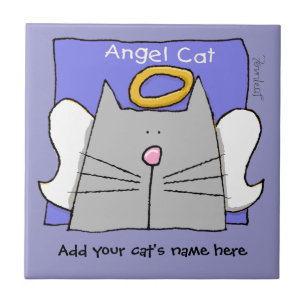 Gray Cat Angel personaliseren Tegeltje