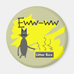 Gray Cat Art-Hilarious Stinky Litter Box en Cat Magneet