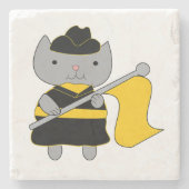Gray Cat Color Guard Black and Yellow Stenen Onderzetter (Voorkant)