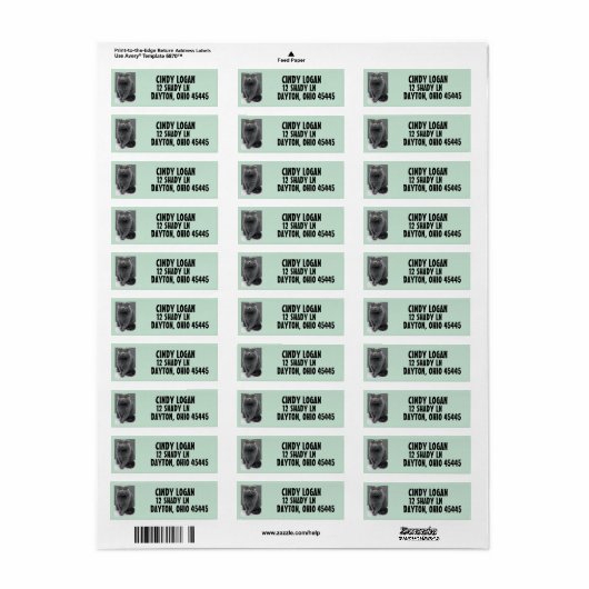 GRAY CAT CUTE Return Address Label (Full Sheet)