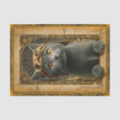 Gray Cat in Ornate Steampunk Stye DZ8 Decoupage  Tissuepapier (Voorkant)