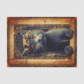 Gray Cat in Ornate Steampunk Stye DZ8F Decoupage  Tissuepapier (Voorkant)