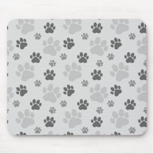 Gray Cat Paw Print Patroon Muismat