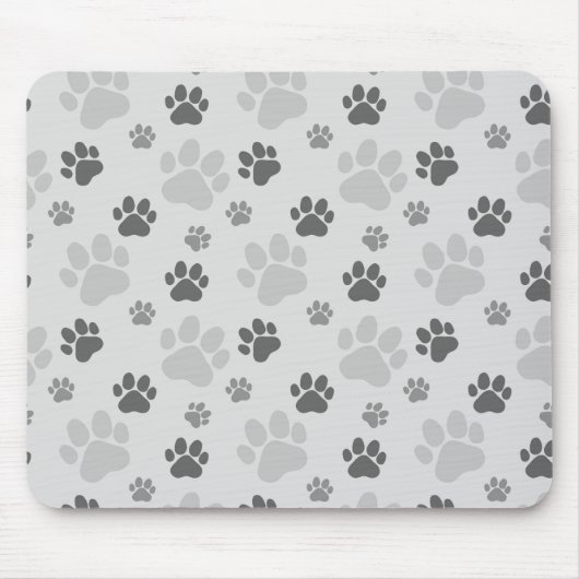 Gray Cat Paw Print Patroon Muismat (Voorkant)