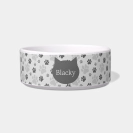 Gray Cat Paw Print Patroon Voerbakje