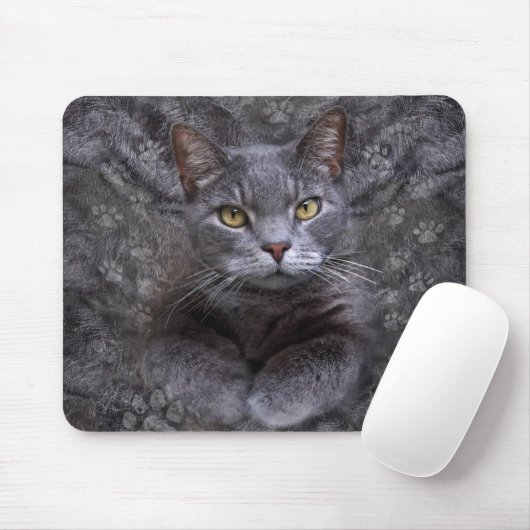 Gray Cat Portrait Muismat (Met muis)