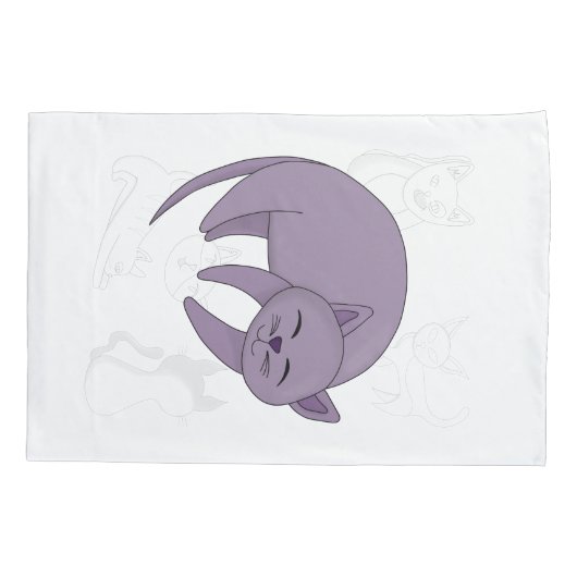 Gray Cat Sleeping and Kitten Doodles Duvet Cover Kussensloop (Achterkant)