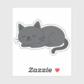 Gray Cat Sleeping Peacefully – Minimalist Cat Art Sticker (Vel)