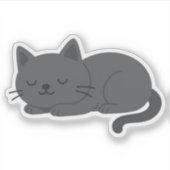 Gray Cat Sleeping Peacefully – Minimalist Cat Art Sticker (Voorkant)