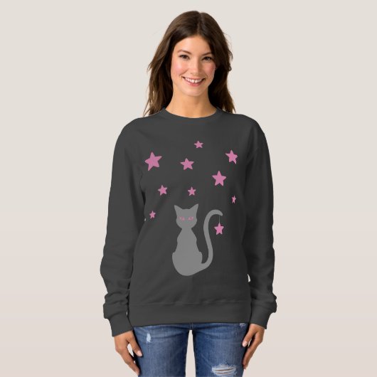 Gray Cat Stars Sweatshirt (Voorkant volledig)