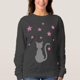 Gray Cat Stars Sweatshirt