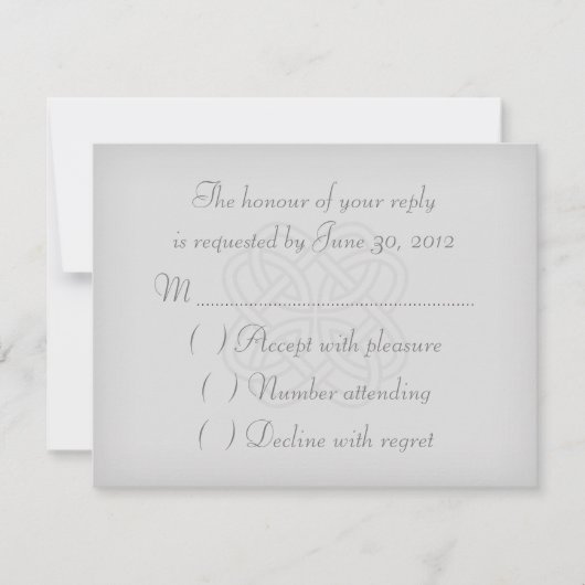 Gray Celtic Knot Wedding Invitation RSVP Card Kaartje (Voorkant)