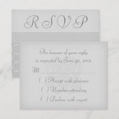 Gray Celtic Knot Wedding Invitation RSVP Card Kaartje (Voorkant / Achterkant)