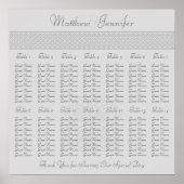 Gray Celtic Knot Wedding Reception Sezing Chart Poster (Voorkant)