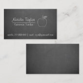 Gray Chalkboard Apple substitute leraar Visitekaartje (Voorkant / Achterkant)