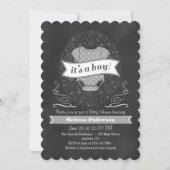Gray Chalkboard Boy Baby shower nodigt uit Kaart (Voorkant)