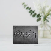 Gray Chalkboard Chubby Monogram Visitekaartje (Staand voorkant)