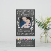 Gray Chalkboard Merry Kerstfeestay Fotokaart Feestdagenkaart (Staand voorkant)