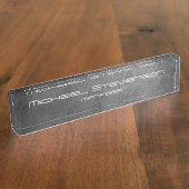 Gray Chalkboard Pattern Business Desk Naambordje (Zijkant)