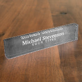 Gray Chalkboard Pattern Business Desk Naambordje (Zijkant)