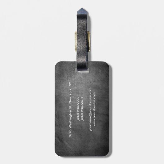 Gray Chalkboard Pattern Red Bagagelabel (Achterkant verticaal)