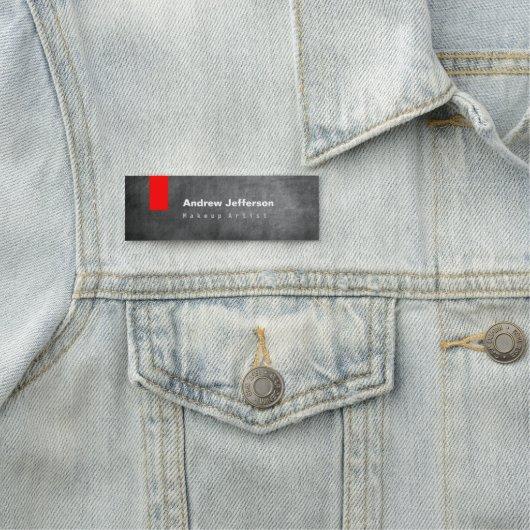 Gray Chalkboard Pattern Red Naamplaatje (In situ)