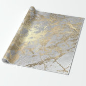 Gray Champaigne Gold Marble Grey Metallic Stroke Cadeaupapier (Uitgerold)