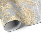 Gray Champaigne Gold Marble Grey Metallic Stroke Cadeaupapier (Rol Hoek)