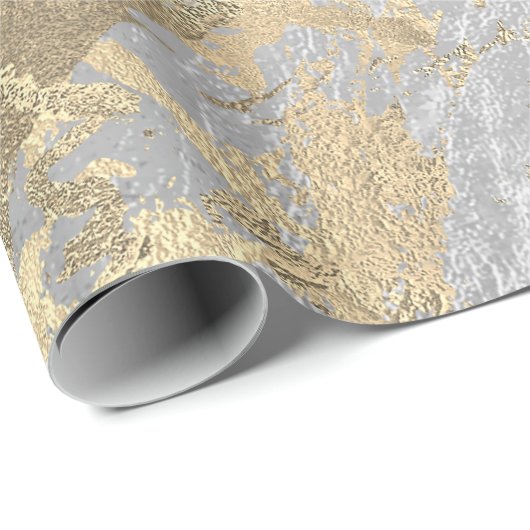 Gray Champaigne Gold Marble Grey Metallic Stroke Cadeaupapier (Rol Hoek)