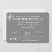 Gray Chandelier Elegant Custom Birthday Invitation Kaart (Achterkant)