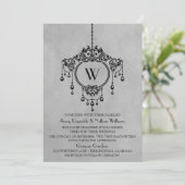 Gray  Chandelier Wedding Invite Kaart (Staand voorkant)