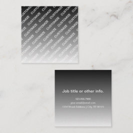Gray (changeable color) Ombre & Text Pattern Vierkante Visitekaartje