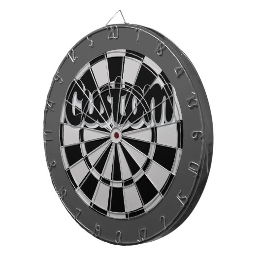 Gray, Charcoal, and Black Customizable Text Dartbord (Voorkant Rechts)