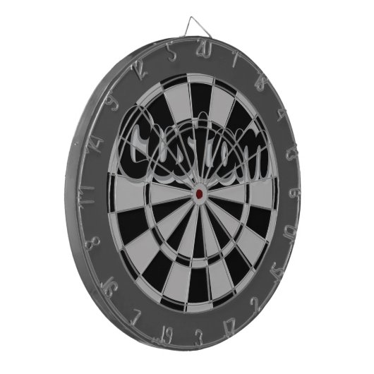 Gray, Charcoal, and Black Customizable Text Dartbord (Voorkant Links)