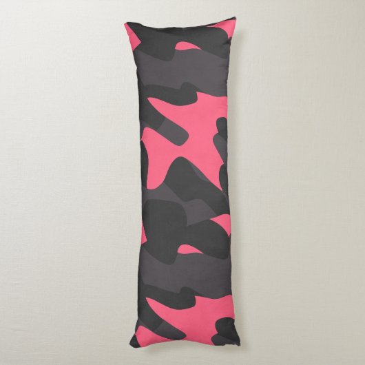 Gray, Charcoal and pink camo Lichaamskussen (Achterkant (Verticaal))