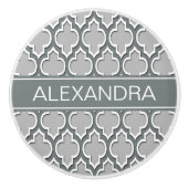 Gray Charcoal Moroccan #5DS Charcoal Name Monogram Keramische Knop (Voorkant)