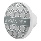 Gray Charcoal Moroccan #5DS Charcoal Name Monogram Keramische Knop (Rechts)