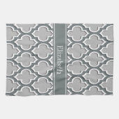 Gray Charcoal Moroccan #5DS Charcoal Name Monogram Theedoek (Horizontaal)