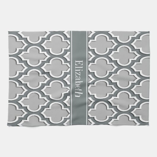 Gray Charcoal Moroccan #5DS Charcoal Name Monogram Theedoek (Horizontaal)