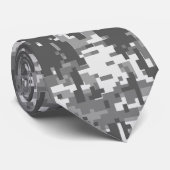 Gray Charcoal Urban Digital Camo Patroon Stropdas (Opgerold)