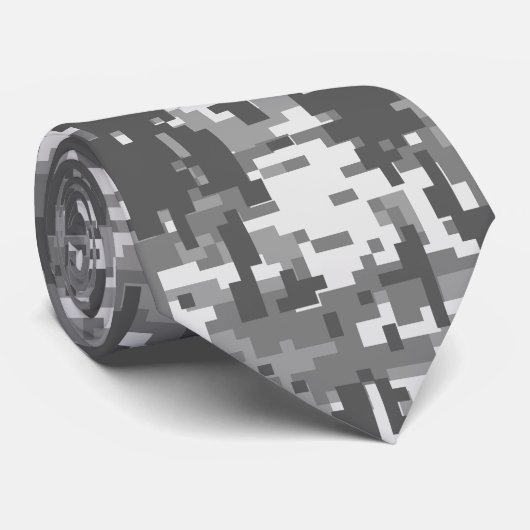 Gray Charcoal Urban Digital Camo Patroon Stropdas (Opgerold)