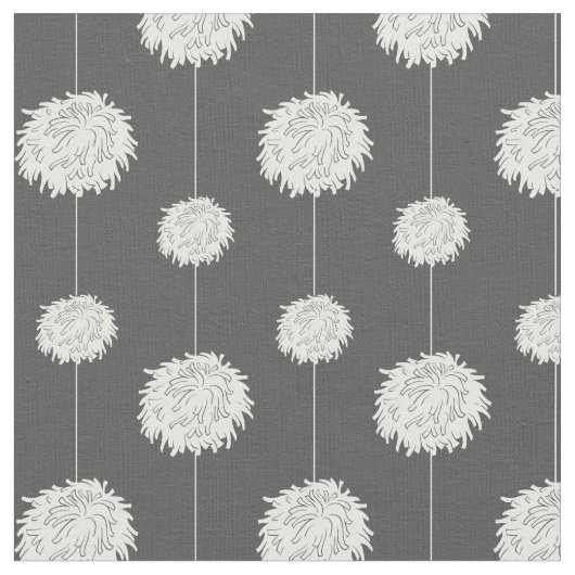 Gray Cheerleader Pom Pom Pattern Stof (Close Up)