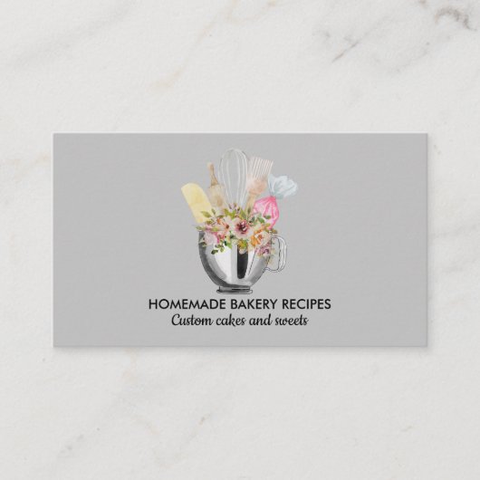 Gray Chef Waterverf Bakkerswaren Bakkerij Visitekaartje (Voorkant)