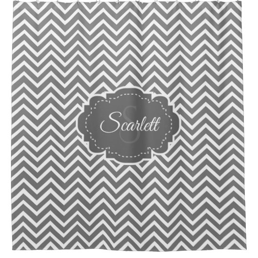 Gray Chevron Aangepast schoengordijn Douchegordijn (Voorkant)